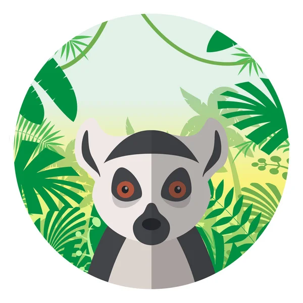 Lemur on the Jungle Background — Stock Vector