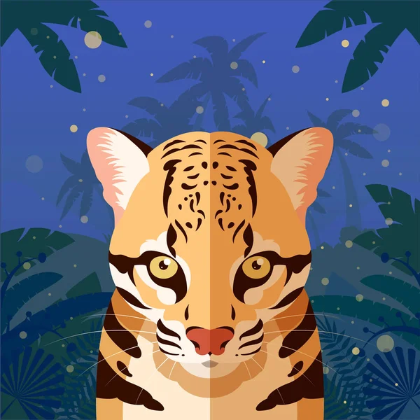 Ocelot on the Jungle Background — Stock Vector