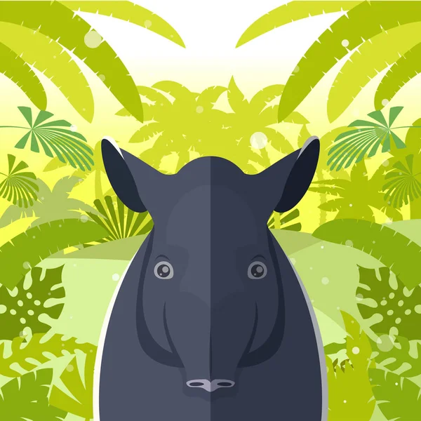 Tapir on the Jungle Background — Stock Vector