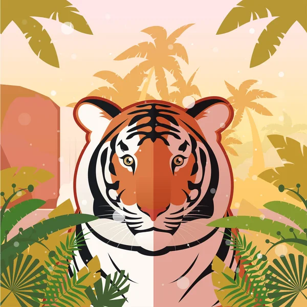 Tiger i djungeln bakgrunden — Stock vektor