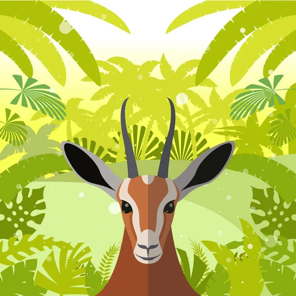 Antelope on the Jungle Background Stock Illustration