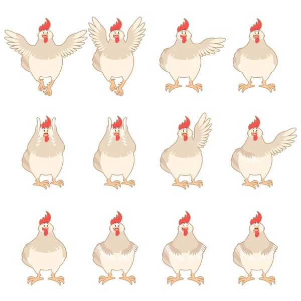 Ensemble d'icônes plates de poulet blanc — Image vectorielle