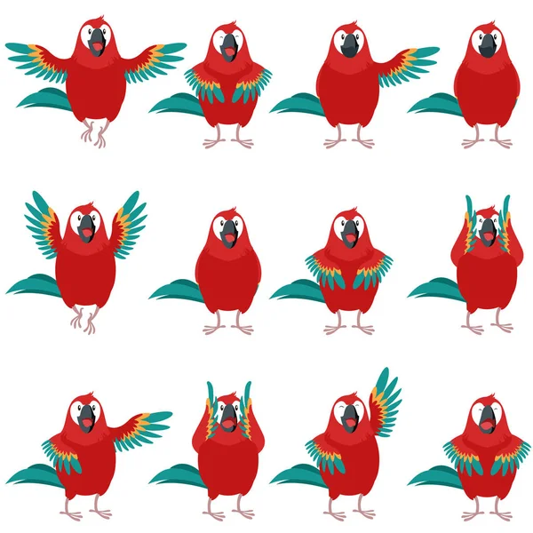 Düz Amerika papağanı simgeler kümesi — Stok Vektör