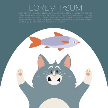 Kedi ve balık afiş