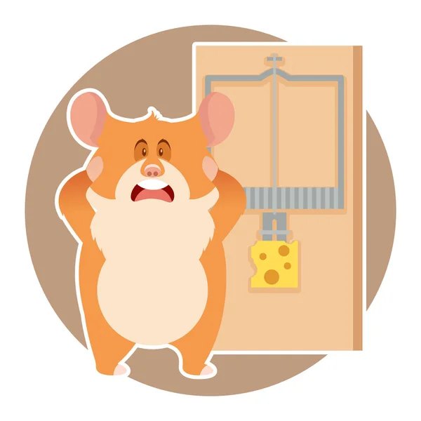 Un hamster et un piège à souris — Image vectorielle