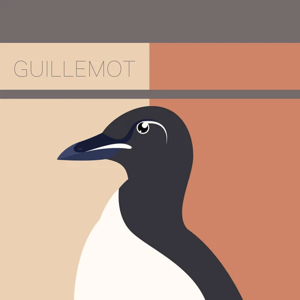 Carte postale plate Guillemot — Image vectorielle