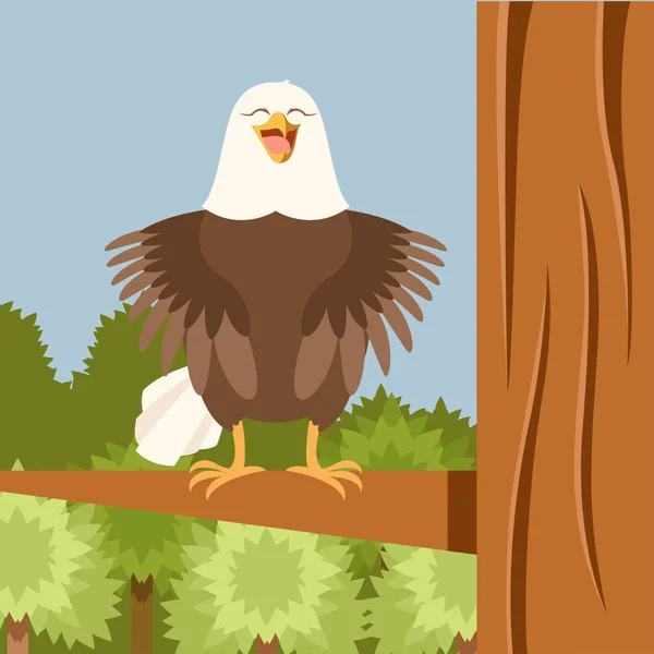 Gelukkig Eagle op de vlakke achtergrond van boom — Stockvector