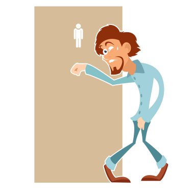 Man really needs to visit the toilet clipart