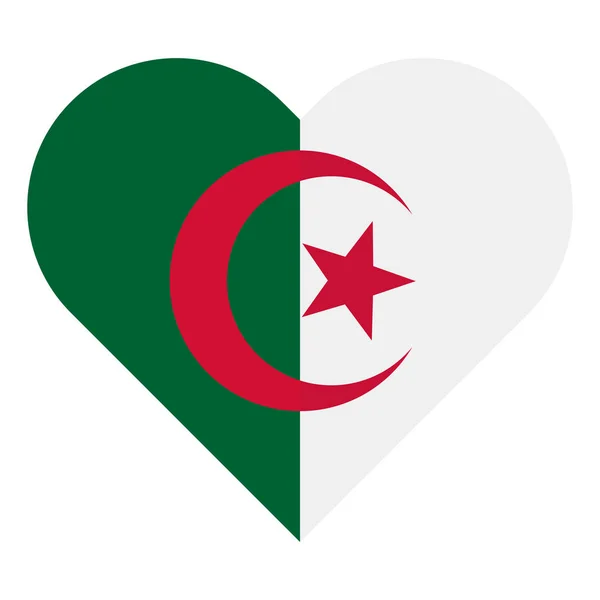 Vlajka ve tvaru srdce ploché Alžírsko — Stockový vektor