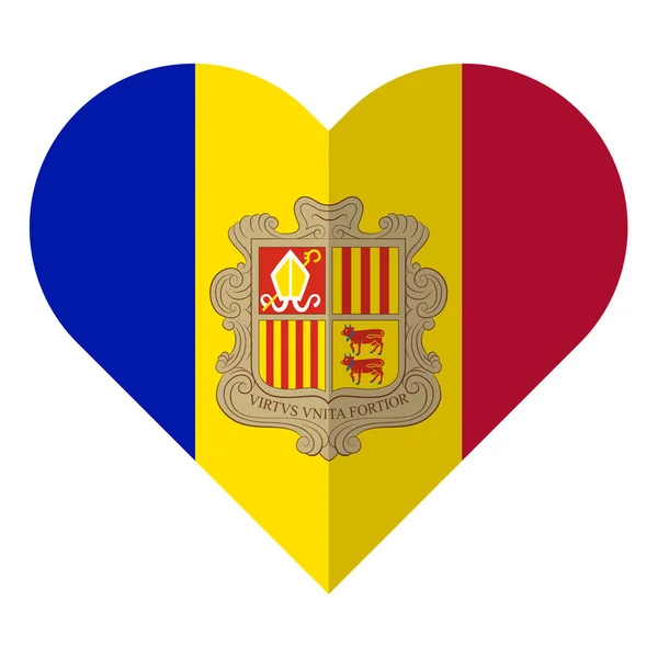 Andorra platt hjärta flagga — Stock vektor