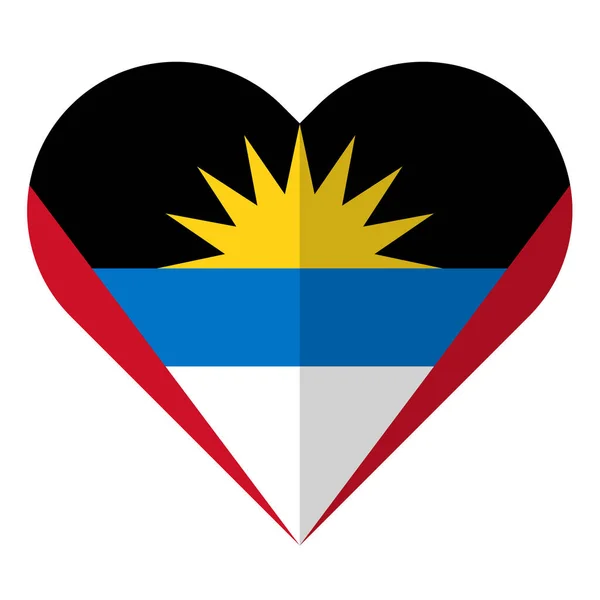 Καρδιά επίπεδη σημαία Αντίγκουα και Μπαρμπούντα — Διανυσματικό Αρχείο