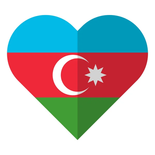 Флаг Азербайджана с плоским сердцем — стоковый вектор