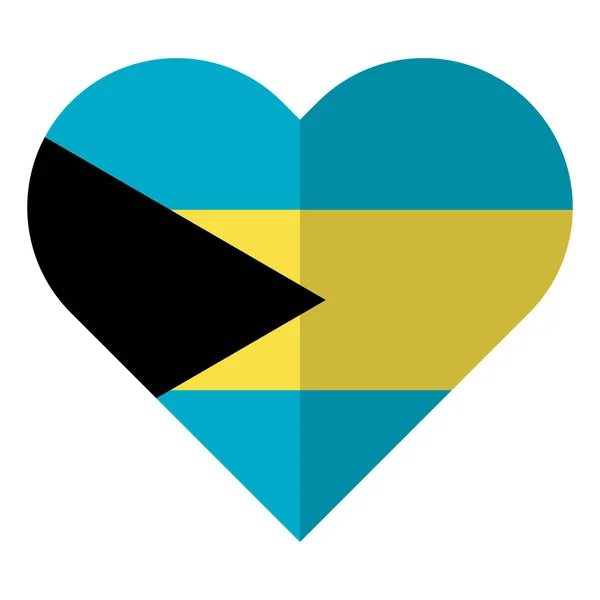 Bahamas Flagge mit flachem Herzen — Stockvektor