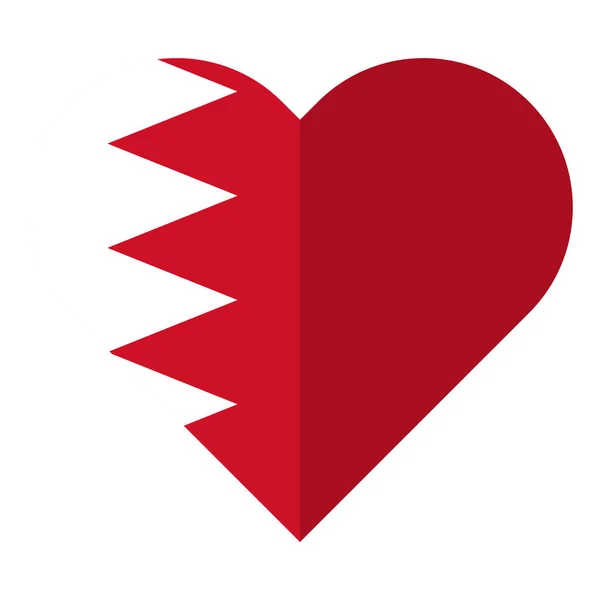 Σημαία του Μπαχρέιν καρδιά επίπεδη Περαστή — Διανυσματικό Αρχείο