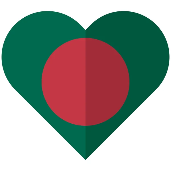 Bandera plana del corazón Bangladesh — Archivo Imágenes Vectoriales