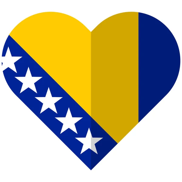 Flagge Bosnien und Herzegowina mit flachem Herzen — Stockvektor