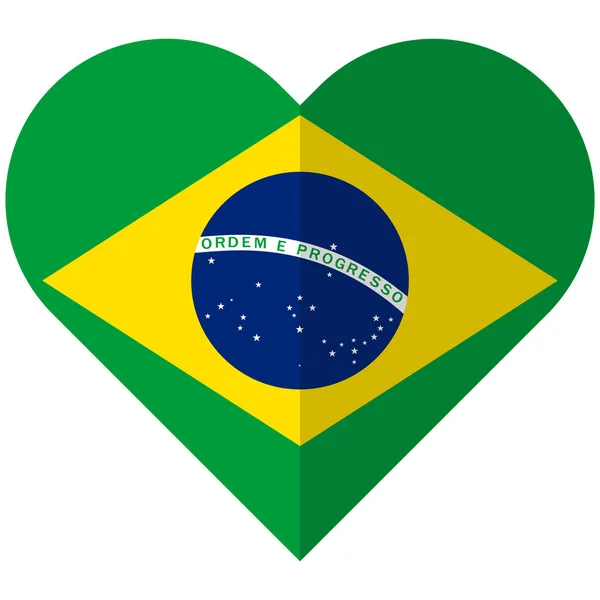 Brasilien platt hjärta flagga — Stock vektor