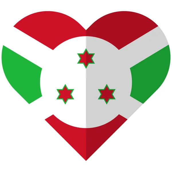 Burundi-Flagge mit flachem Herzen — Stockvektor