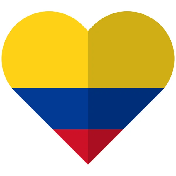 Colombia bandiera a cuore piatto — Vettoriale Stock
