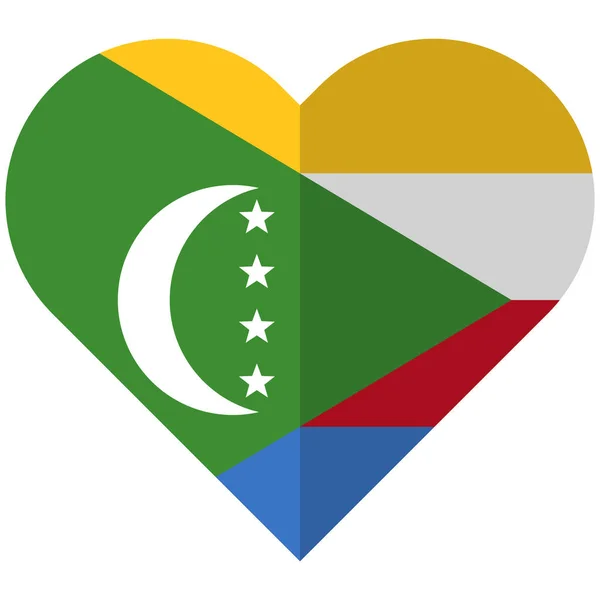 Bandera de corazón plana Comoras — Archivo Imágenes Vectoriales