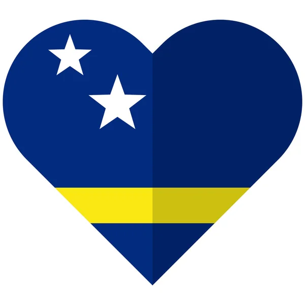 Σημαία του Κουρασάο καρδιά επίπεδη Περαστή — Διανυσματικό Αρχείο