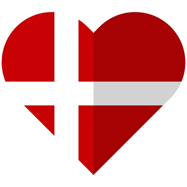 Dinamarca bandeira do coração plana —  Vetores de Stock