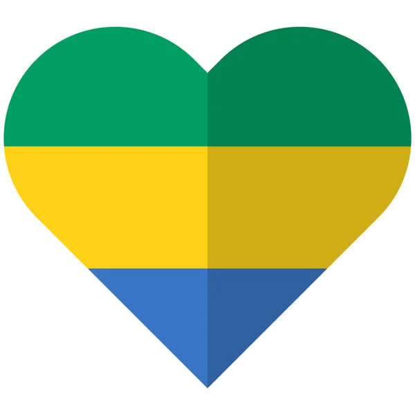 Gabon bandiera a cuore piatto — Vettoriale Stock