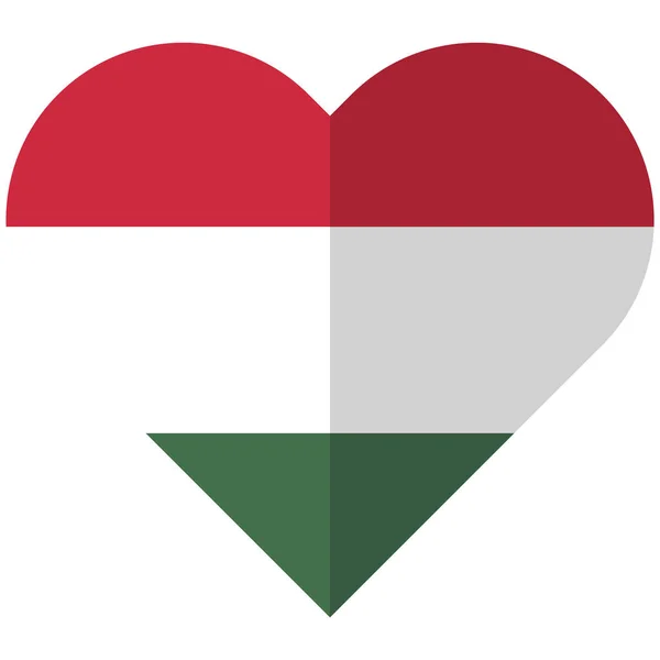 Hongrie drapeau coeur plat — Image vectorielle