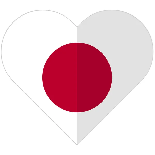 Drapeau coeur plat Japon — Image vectorielle