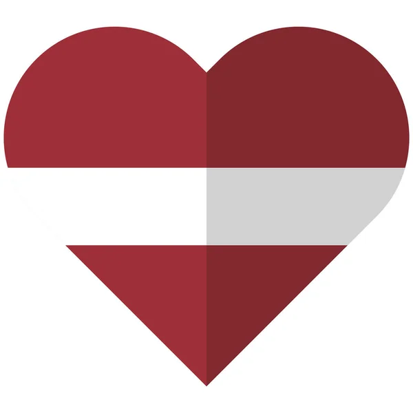 Σημαία Λετονίας καρδιά επίπεδη Περαστή — Διανυσματικό Αρχείο