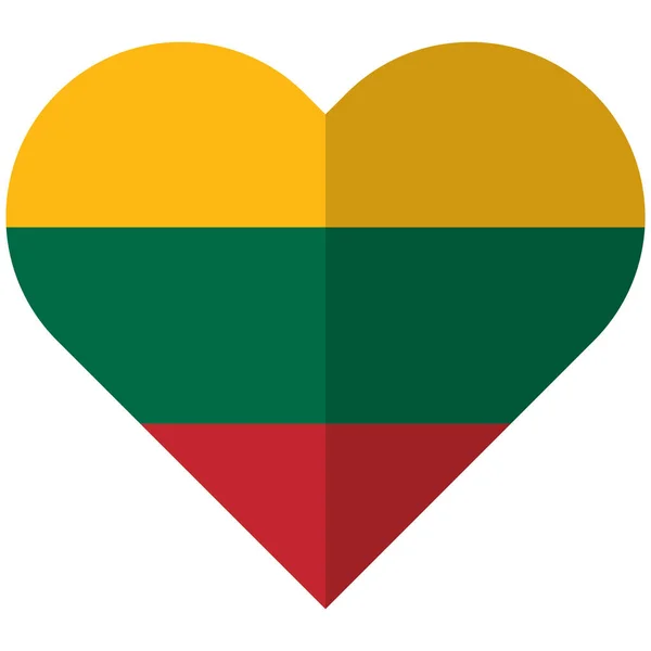 Σημαία Λιθουανίας καρδιά επίπεδη Περαστή — Διανυσματικό Αρχείο