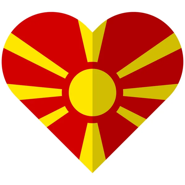 Mazedonien Flagge mit flachem Herzen — Stockvektor