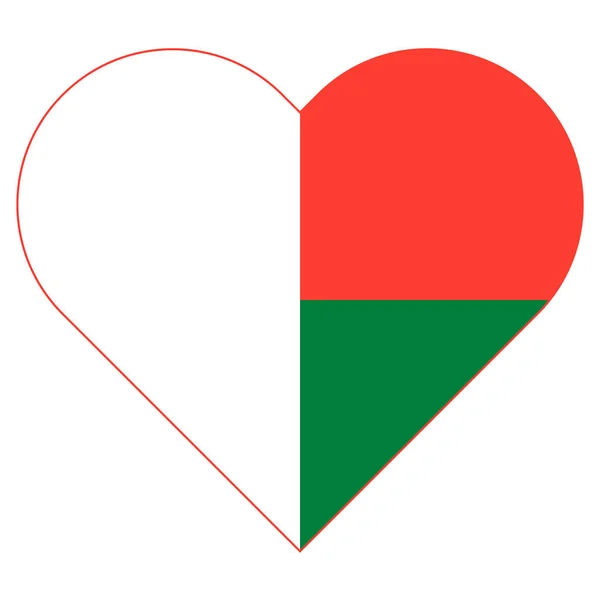 Μαδαγασκάρη καρδιά επίπεδη σημαία — Διανυσματικό Αρχείο