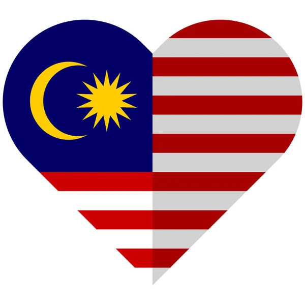 Malaysia flat heart flag — Stock Vector