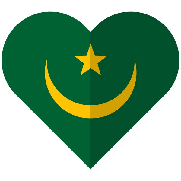 Mauritania flat heart flag — Stock Vector