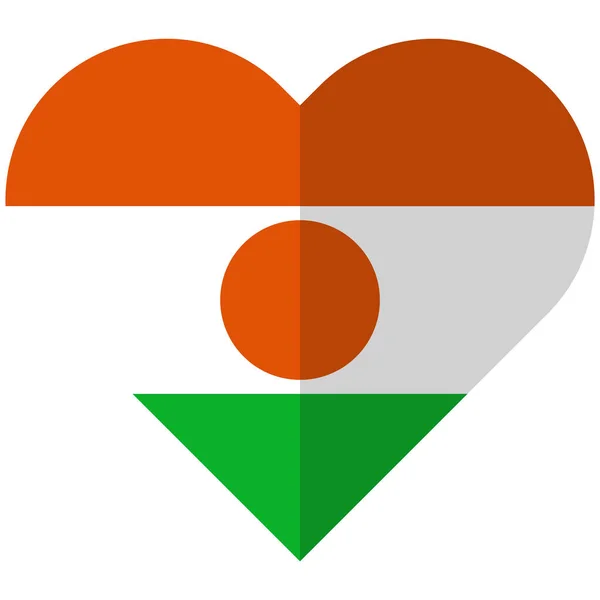 Bandera del corazón plana de Níger — Archivo Imágenes Vectoriales