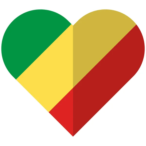 Flaga Republiki Konga płaski serce — Wektor stockowy