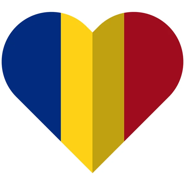 Rumänien platt hjärta flagga — Stock vektor