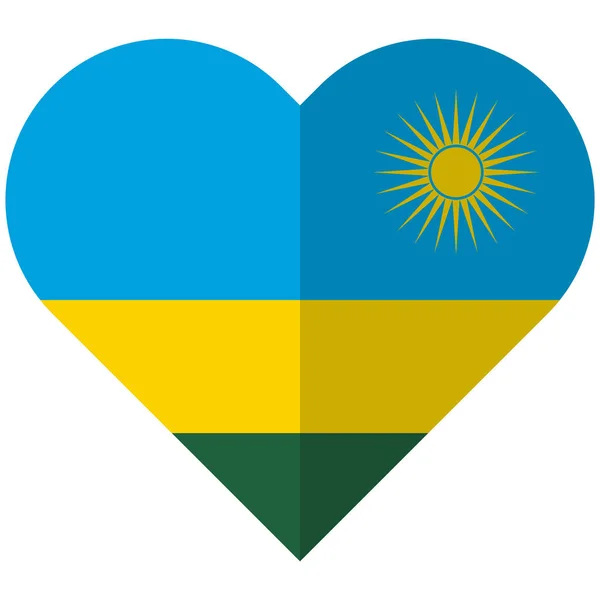 Drapeau coeur plat Rwanda — Image vectorielle