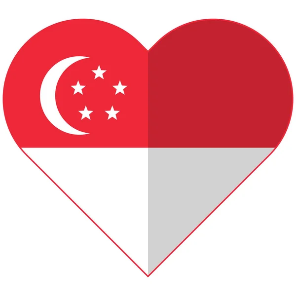 Singapore bandiera a cuore piatto — Vettoriale Stock