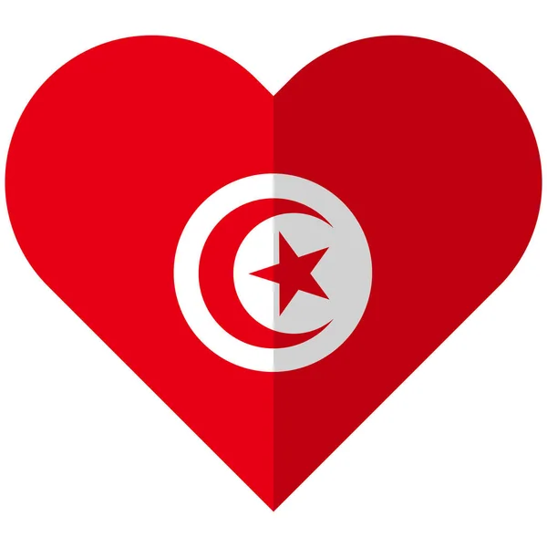 Tunus düz kalp bayrak — Stok Vektör