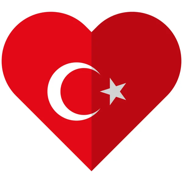 Türkiye'de düz kalp bayrak — Stok Vektör