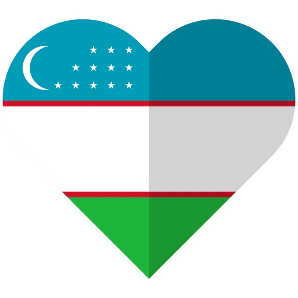 Ouzbékistan drapeau à coeur plat — Image vectorielle