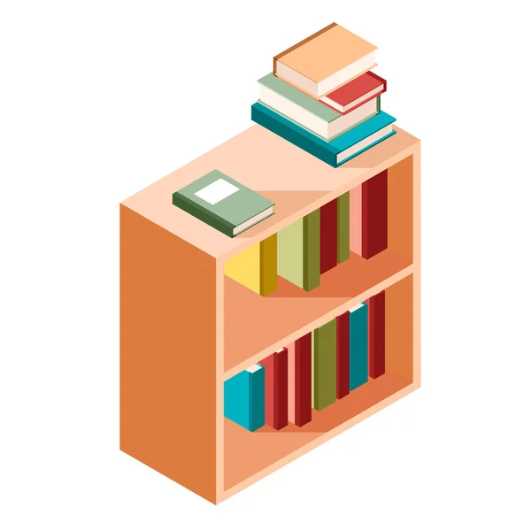 Book shelves isometric icon — Stock Vector