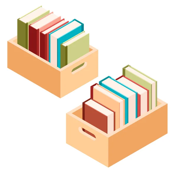 Cajas con libros — Vector de stock