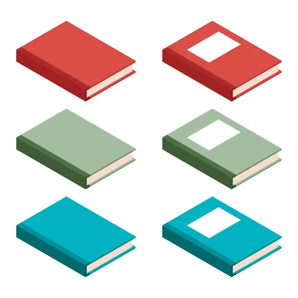 Set of books isometric icons — Stock Vector