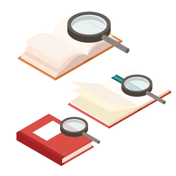 Search in book icons — Stock Vector