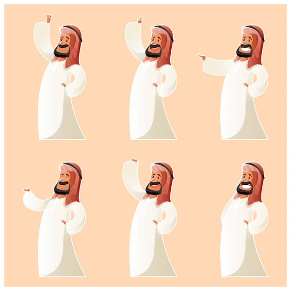 イスラム教徒の漫画のキャラクターのセット — ストックベクタ