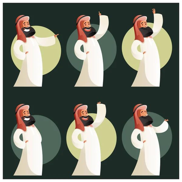 Conjunto de personajes de dibujos animados3 musulmanes — Vector de stock