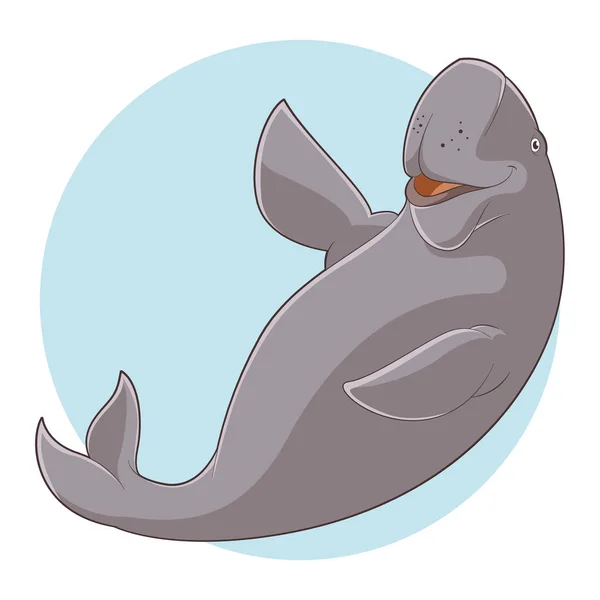 Cartoon Smiling Dugong — Stock Vector